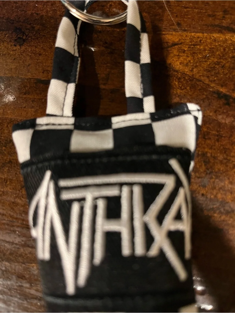 Checkerboard Keychain Pouch - Black & White Anthrax